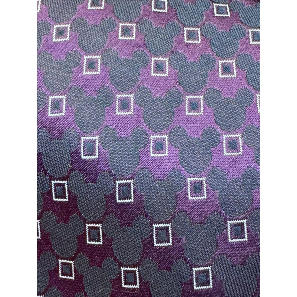 Disney Parks Silk Tie Purple Hidden Mickey Mouse Geometric All Over Necktie